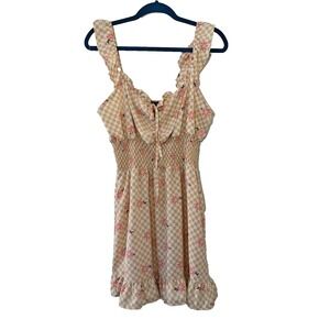 Lily Rose Womans Y2K Babydoll Sleeveless Mini Dress Size XL Smocked Bow Gingham